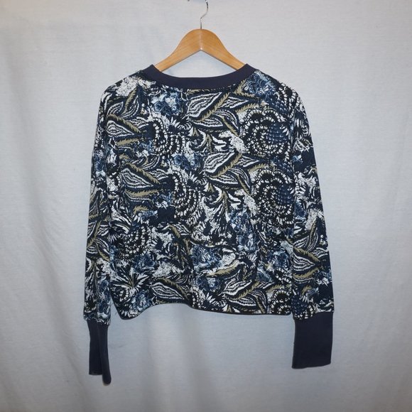 JOIE boxy French terry sweatshirt thumbholes LARGE blue abstract NWT cotton - Picture 4 of 8